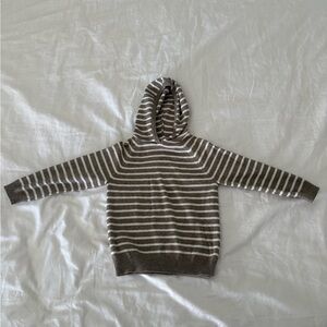Zara Brown and White Striped Hooded Sweater